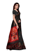Mysore Silk Black Color Printed Saree With Blouse