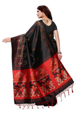 Mysore Silk Black Color Printed Saree With Blouse
