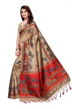 Mysore Silk Teal Color Printed Saree With Blouse