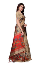 Mysore Silk Teal Color Printed Saree With Blouse