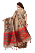 Mysore Silk Teal Color Printed Saree With Blouse