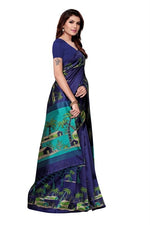 Mysore Silk Navy Blue Color Tree Print Saree With Blouse