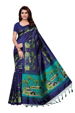 Mysore Silk Navy Blue Color Tree Print Saree With Blouse