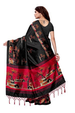 Mysore Silk Black Color Tree Print Saree With Blouse