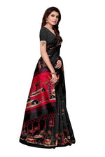Mysore Silk Black Color Tree Print Saree With Blouse
