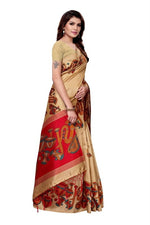 Mysore Silk Cream Color Tabla Print Saree With Blouse