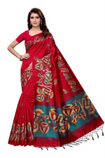 Mysore Silk Red Color Tabla Print Saree With Blouse