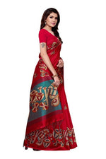 Mysore Silk Red Color Tabla Print Saree With Blouse