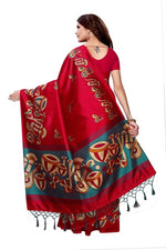 Mysore Silk Red Color Tabla Print Saree With Blouse