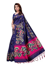 Mysore Silk NavyBlue Color Tabla Print Saree With Blouse