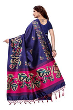 Mysore Silk NavyBlue Color Tabla Print Saree With Blouse