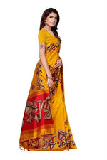 Mysore Silk Yellow Color Tabla Print Saree With Blouse