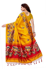 Mysore Silk Yellow Color Tabla Print Saree With Blouse