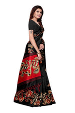 Mysore Silk Black Color Tabla Print Saree With Blouse