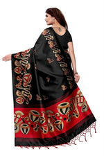 Mysore Silk Black Color Tabla Print Saree With Blouse