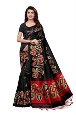 Mysore Silk Black Color Tabla Print Saree With Blouse