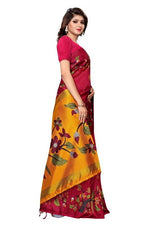 Mysore Silk Pink Color Bird Print Saree With Blouse