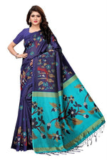 Mysore Silk NavyBlue Color Bird Print Saree With Blouse