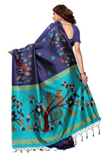 Mysore Silk NavyBlue Color Bird Print Saree With Blouse