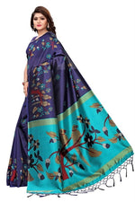 Mysore Silk NavyBlue Color Bird Print Saree With Blouse