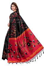 Mysore Silk Black Color Bird Print Saree With Blouse