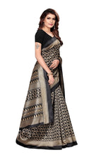 Mysore Silk Black Color Printed Saree With Blouse