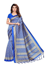 Mysore Silk RoyalBlue Color Printed Saree With Blouse