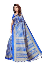 Mysore Silk RoyalBlue Color Printed Saree With Blouse