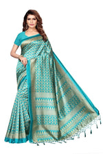 Mysore Silk Rama Color Printed Saree With Blouse