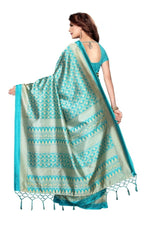 Mysore Silk Rama Color Printed Saree With Blouse