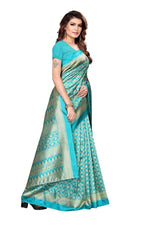 Mysore Silk Rama Color Printed Saree With Blouse