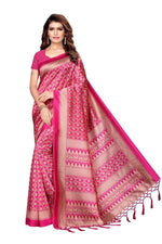 Mysore Silk Pink Color Printed Saree With Blouse