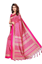Mysore Silk Pink Color Printed Saree With Blouse