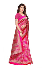 Mysore Silk Pink Color Printed Saree With Blouse