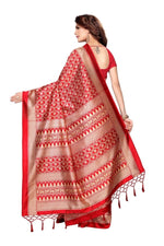Mysore Silk Red Color Printed Saree With Blouse
