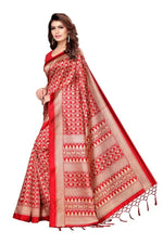 Mysore Silk Red Color Printed Saree With Blouse