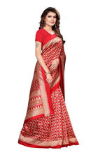 Mysore Silk Red Color Printed Saree With Blouse