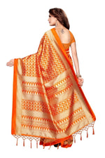 Mysore Silk Orange Color Printed Saree With Blouse