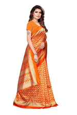 Mysore Silk Orange Color Printed Saree With Blouse