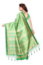 Mysore Silk Green Color Printed Saree With Blouse