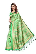 Mysore Silk Green Color Printed Saree With Blouse