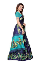 Mysore Silk NavyBlue Color Handloom Print Saree With Blouse