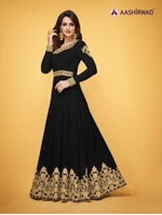 Women Black Color Unstitched Anarkali Suit