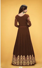 Women Brown Color Unstitched Anarkali Suit