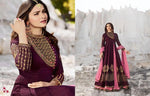 Women Wine Color Semi stitched Fancy Dress Material