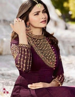 Women Wine Color Semi stitched Fancy Dress Material