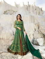 Women Green Color Semi stitched Fancy Dress Material