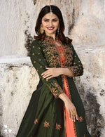Women Mehandi Color Semi stitched Fancy Dress Material