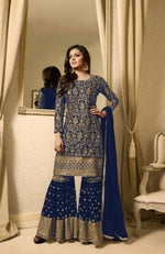 Women Blue Color Semi stitched Fancy Dress Material