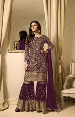 Women Purple Color Semi stitched Fancy Dress Material